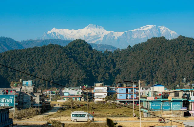 Forest and Himalayan views from Himalaya Forest Resort near Pokhara
